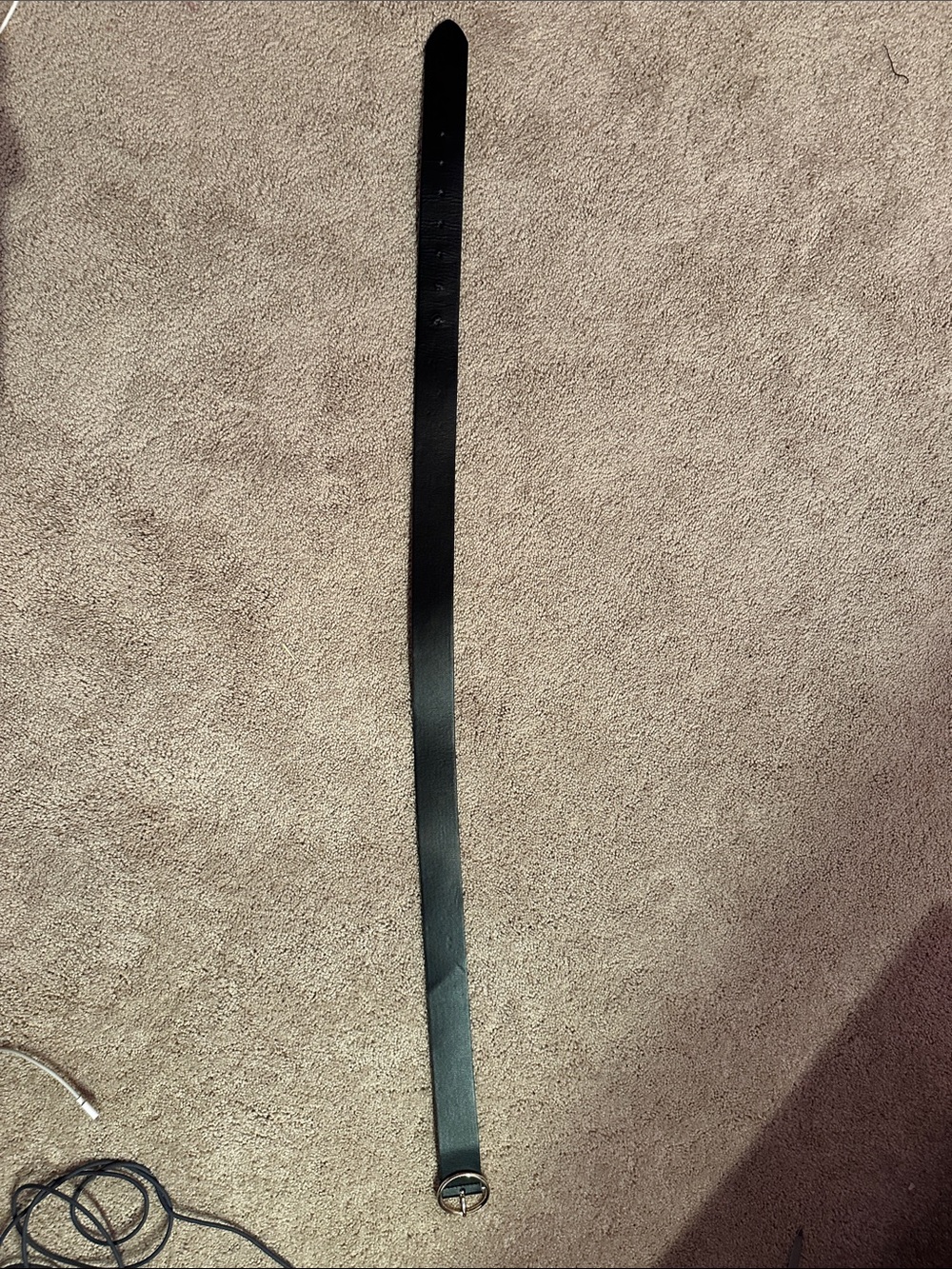 Black Leather Belt with Round Buckle